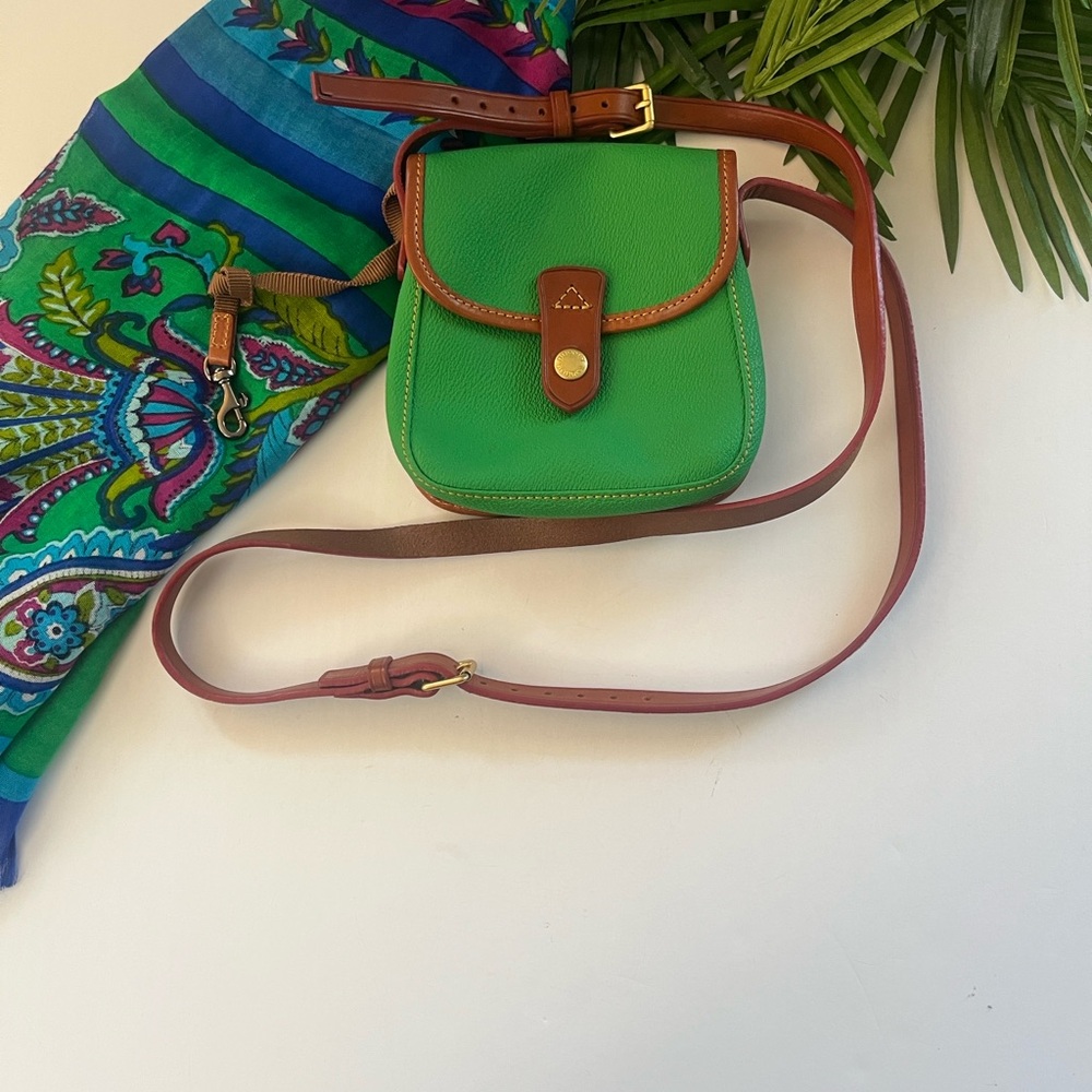 Dooney & Bourke Green and Brown Leather Crossbody Bag